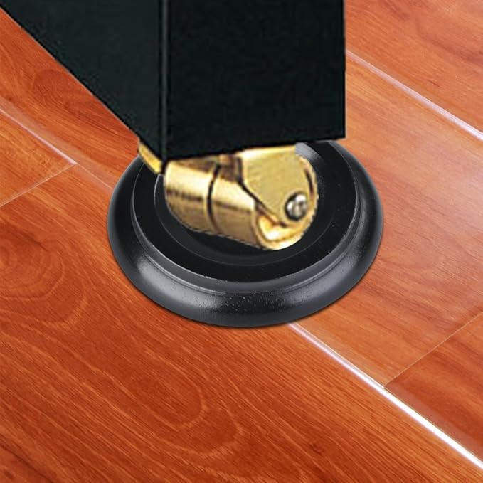 Upright Piano Caster Cups,Premium Quality Hardwood Piano Caster Pads Furniture Leg Pad Set of 4,with Non-Slip Moisture-Proof& Anti-Noise Felt Pads for Hardwood Floor Protectors ((Hardwood-Black) - Image 8