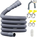 16-FT Universal Washing Machine Drain Hose Kit – Extra-Long Flexible Corrugated Extension for Washer/Dishwasher/Dehumidifier | 7-Piece Set: U-Bend Bracket, 4 Stainless Clamps + Adapter by Unknown