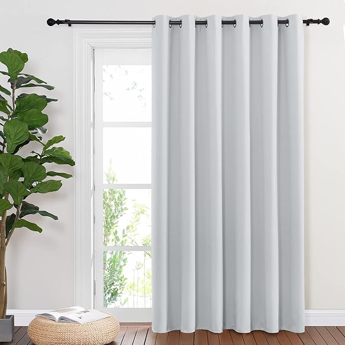 NICETOWN Patio Door Curtain Vertical Blinds, Reduce Sunlight Grommet Top Room Divider Curtain Panel Screen Partitions for Furniture Protecting (Greyish White, 80 inches Wide x 84 inches Long) - Image 8