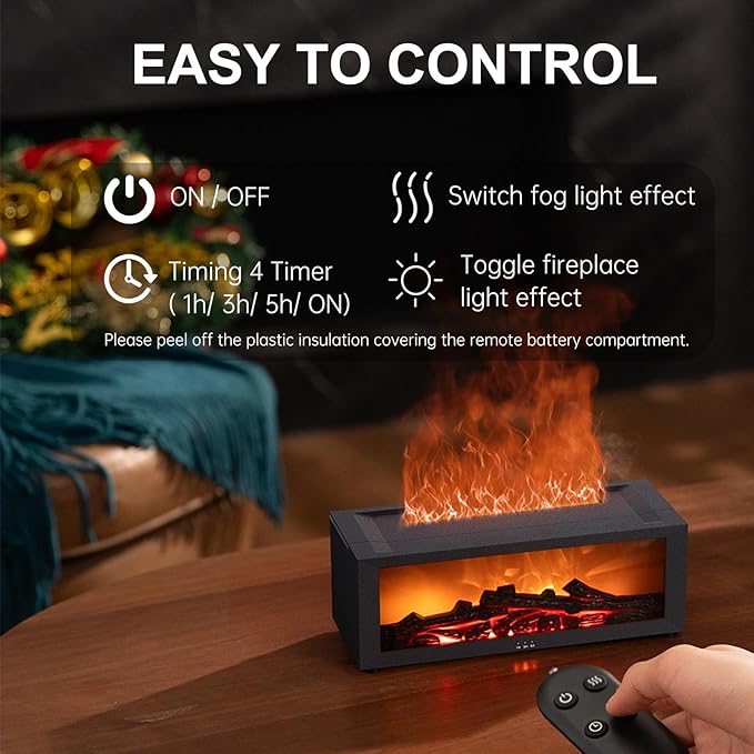Fireplace Diffuser Humidifier,Fireplace Aromatherapy Essential Oil Diffuser, Ultrasonic Colorful Cool Mini Flame Fire Aroma Humidifier with Timer for Home,Bedroom,Office,Yoga - Image 4