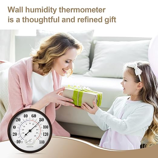Indoor Outdoor Thermometer Wall Large Numbers Thermometer No Battery 12" Hanging Digital Weather Hygrometers for Home Garden Outside Patio Decor (Brown) - Image 6