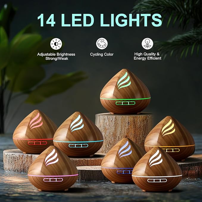 Essential Oil Scent Diffuser: 500ML Aroma Diffuser with Remote Control, Large Fragrance Aromatherapy Diffuser, Mist Humidifier with 14 Colors LED Lights and Auto-Off for Valentine's Day Gifts - Image 2