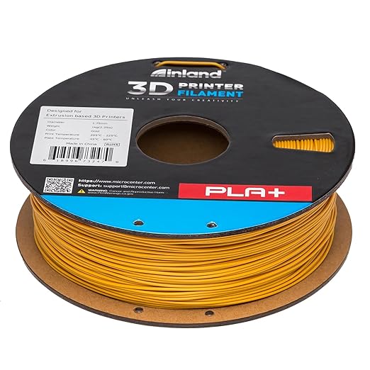 INLAND Micro Center PLA+ 3D Printing Filament 1.75mm - PLA Pro Dimensional Accuracy +/- 0.03 mm - 1kg Cardboard Spool (2.2 lbs) (1 Pack Gold, 1.75mm) - Image 6