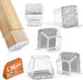 16Pcs Square Chair Leg Floor Protectors with Thickened Felt Pads Silicone Chair Leg Covers Caps to Protect Hardwood Tile Floors Furniture Feet Reduce Noise (Clear L Fit 1.14"-1.42") by BAIPOK