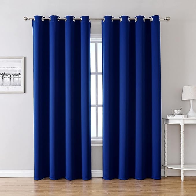 ChrisDowa Blackout Curtains 90 Inches Long 2 Panels Set for Living Room, Grommet Thermal Insulated Room Darkening Curtains for Bedroom (Royal Blue, 52 x 90 Inch) by ChrisDowa