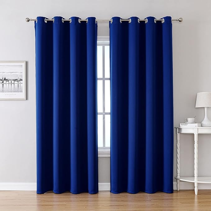 ChrisDowa Blackout Curtains 102 Inches Long 2 Panels Set for Living Room, Grommet Thermal Insulated Room Darkening Curtains for Bedroom (Royal Blue, 52 x 102 Inch) by ChrisDowa
