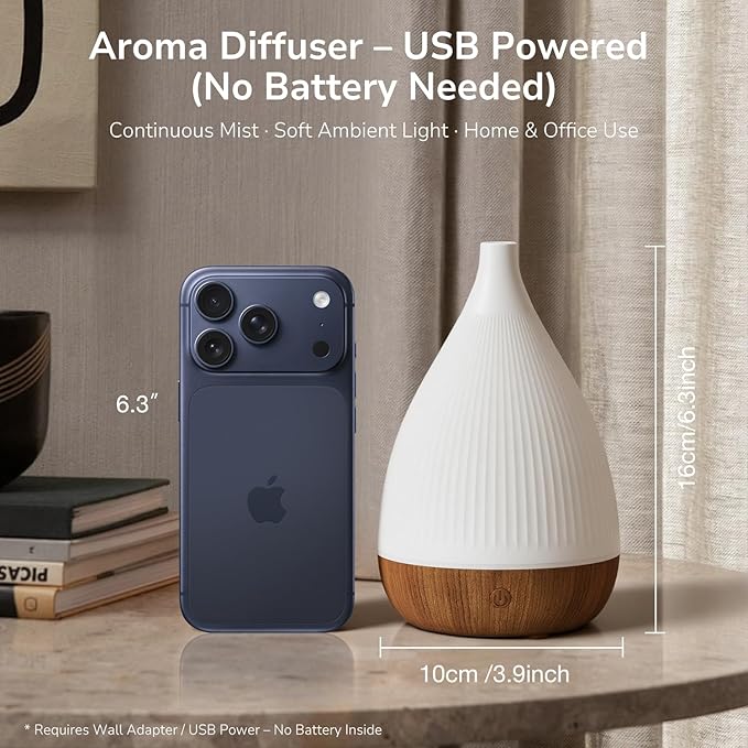 Ultrasonic Essential Oil Diffuser, Home Fragrance Aroma Diffuser with Auto Shut-Off, 8-Color Night Light & Ultra-Quiet Operation, BPA-Free Portable Aromatherapy Humidifier for Home (Dark) - Image 5