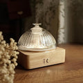 Glass Dome Essential Oil Diffuser with Glass Reservoir & Wood Base-No Plastic, 200ml Ultrasonic Diffuser for Aromatherapy with Timer 7 Color Light Auto-Off for Home Office Yoga Pilates by Levoair