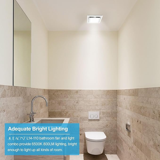 Bathroom Exhaust Fan with Light 110 CFM Quiet 6500K 800LM Household Ventilation Fan Light Combo, Energy Saving Ceiling Mount Bathroom Air extractor, Multipurpose Bath Extractor Easy to Install - Image 5