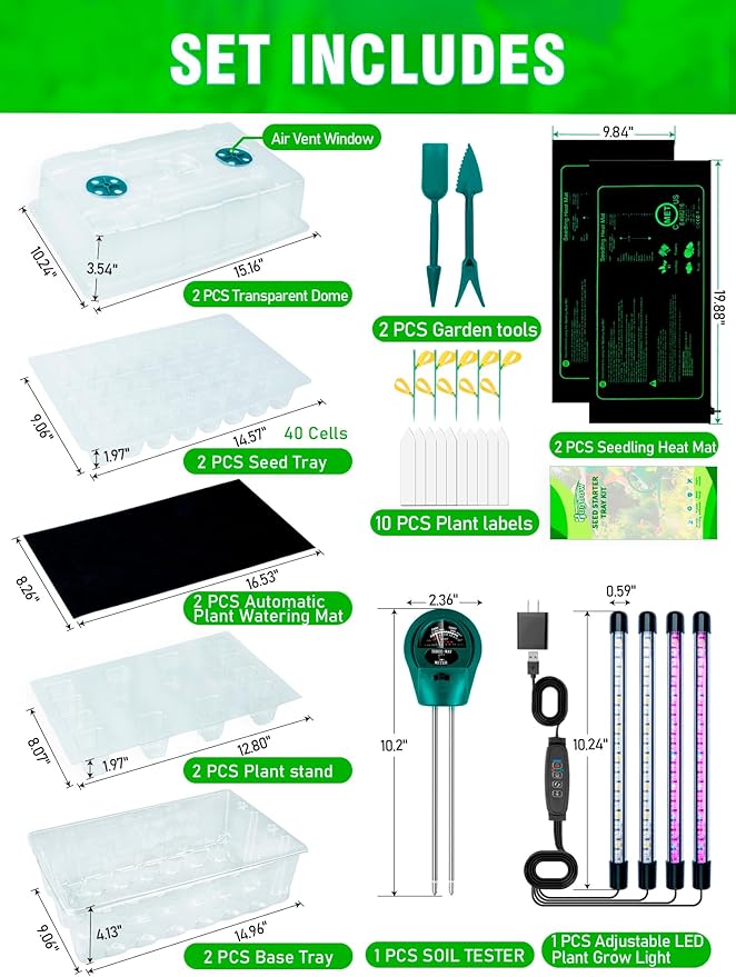 Self-Watering Seed Starter Tray with Grow Light and Heat Mat, 80-Cell Plant Starter Trays Seed Starter Kit, Seed Starter Tray for Seed Starting, Plant Germination & Seedling Growing, 2 Pack - Image 2