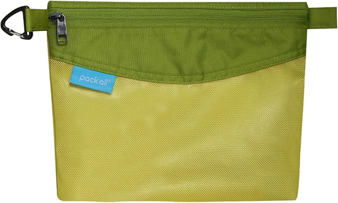 pack all Water-resistant Material Zipper Pouch, Mesh Zipper Bag for Storage, Travel, Office (Medium, Green) by packall