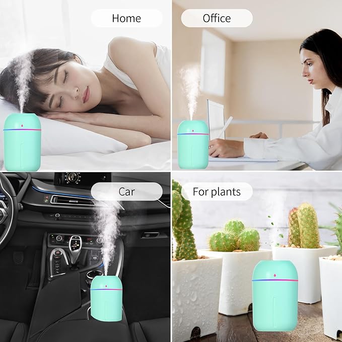Small Humidifier for Plants, Mini Humidifiers for Bedroom, Portable Humidifiers for Car, Travel Humidifiers for Hotel, Desk Humidifiers for Office, USB Personal Humidifier, Auto Shut-Off, 330ml - Image 7