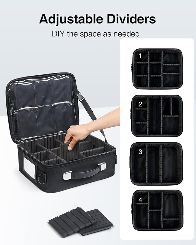 Luxtude Trading Card Case w/Adjustable Dividers, Large Top Loader Card Storage Box w/Combination Lock, Baseball Sports Cards Case for 3"x4" 35pt Toploaders, MTG Carrying Case for Pokemon/TCG/YuGiOh - Image 3
