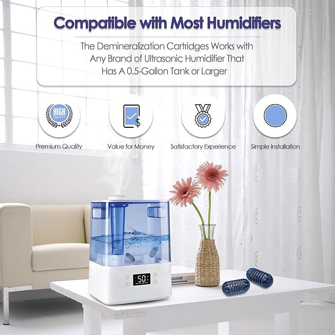 20-Pack Demineralization Cartridge for Humidifiers Compatible with Homedics Humidifier Water Filter for Homedics Ultrasonic Humidifier and Filters Mineral Deposits and Purifies Water in Air Humidifier - Image 2