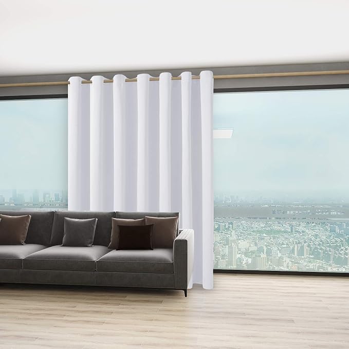 BONZER Extra Wide Room Divider Curtain Screen Partitions Total Privacy Wall Blackout Curtains for Home Theatre, Storage, 108L x 120W Inch (9L x 10W ft), 1 Panel, Greyish White - Image 6