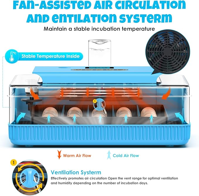 25 Egg Incubator Digital Poultry Hatcher Machine with Automatic Egg Turning, incubators for Hatching Eggs, Temperature & Humidity Control, LED Screen, General Purpose Incubator - Image 2