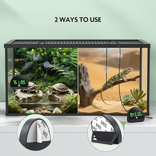 PAIZOO Reptile Thermometer Hygrometer, LED Reptile Tank Thermometer and Humidity Gauge, Rechargeable Digital Hygrometer for Reptile Tank Accessories, Switch Between ℉/℃, Always-on Display Mode - Image 5