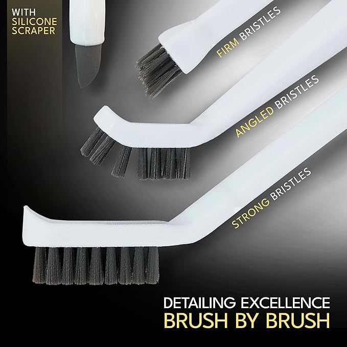Grout Cleaning Brushes Set (3 Pcs) Deep Cleaner Multi-Purpose Stiff Bristle Brush, Cleaning Toothbrush for Cleaning Corners, Spaces, Tile, Shower, Window & Door Track, Floor, Juicers and Tight Spaces - Image 3
