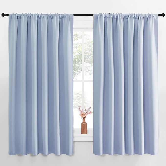 NICETOWN Blackout Curtains for Bedroom, Blackout Curtain Panels, Vintage Blue, 1 Pair, 70 by 63-inch, Window Treatment Energy Saving Thermal Insulated Solid Rod Pocket Blackout Drapes/Draperies by NICETOWN
