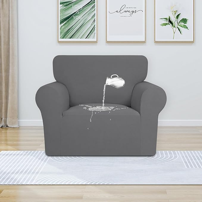 PureFit 100% Dual Waterproof Couch Cover Slipcovers for Couches and Sofas - Stretch Non Slip Fleece Sofa Covers Washable, Leakproof Furniture Protector for Kids, Pets, Dog (Chair, Gray) - Image 2