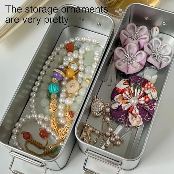 Tin Containers With Lids - Airtight Seal Rectangular Empty Storage Container | Space Saving Metal Tin Box For Cosmetics Candy Cookie Home Office Travel Jewelry Pen Eraser - Image 4