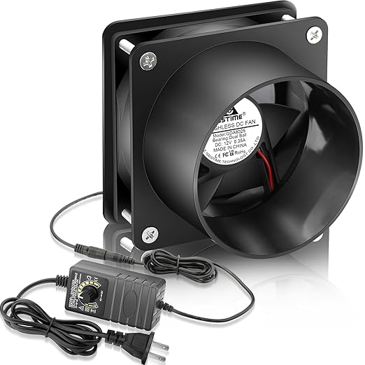 GDSTIME 3 Inch Solder Fume Smoke Extractor Fan with Speed Controller, 80mm Small Axial Exhaust 12V Computer Fan with 110V 120V AC Plug for Soldering, 3D Printer Enclosure, DIY Workstation by GDSTIME