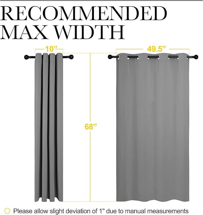 NICETOWN Silver Grey Blackout Curtain Panels for Bedroom, Thermal Insulated Grommet Top Blackout Draperies and Drapes for Basement (2 Panels, W55 x L68-inch) - Image 6