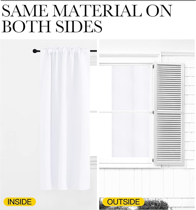NICETOWN Living Room Curtains - (White Color) W42 x L84, Set of 2, Home Decor Modern Drapery Panels for Office/School/Hospital Window - Image 6