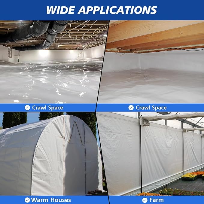 Crawl Space Vapor Barrier - 20 Mil Vapor Barrier - (10' x 120') - Tear Resistant, Heavy Duty Vapor Barrier, Drop Cloth Moisture Barrier Thick Plastic Sheeting Covering for Crawlspace Encapsulation - Image 8