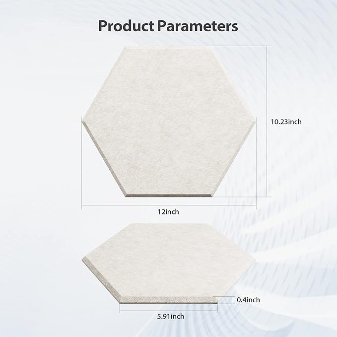 12 Pack Acoustic Panels Self Adhesive Sound Proof Foam, High Density Sound Acoustic Foam Panel, 12X10.23X0.4 Inch Hexagon Wall Panels in Home,Office,Reccording Room,Studio(Beige) - Image 6
