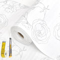 Shelf Liners for Kitchen Cabinets 12in x 10FT Non Adhesive Drawer Liner Sliver Floral Thickened Shelf Liner Paper Strong Non-Slip Easy to Clean for Tool Box Refrigerator with Knife and Tape Measure by Oneoftheworld