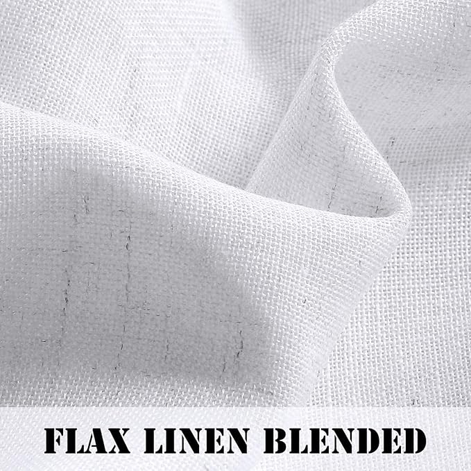 Linen Curtains Elegant Natural Linen Blended Curtains Energy Efficient Light Filtering / Rod Pocket Window Treatments Panels / Drapes for Livingroom (Set of 2, Off White, 52 Inch x 72 Inch ) - Image 3