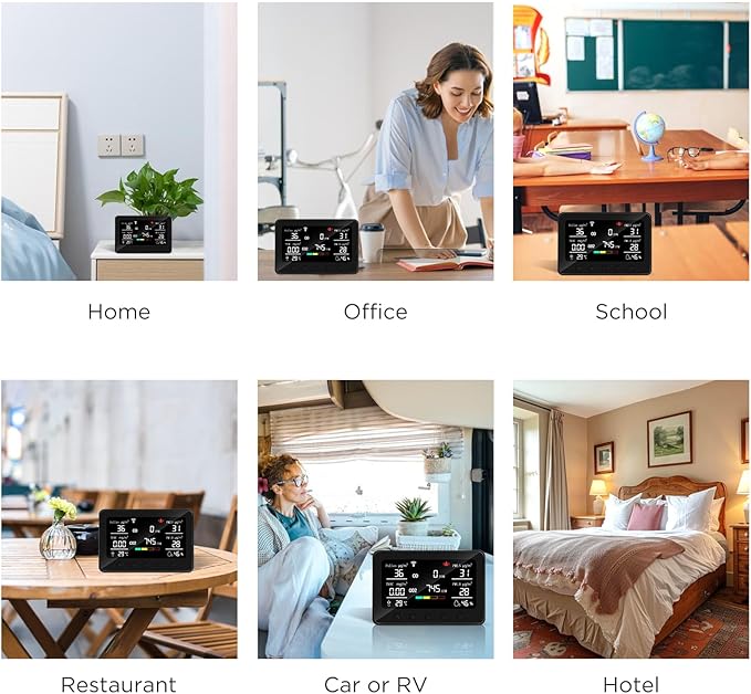 CF-30 Smart WiFi Air Quality Monitor, 15-in-1 Indoor IAQ Monitor with CO2, PM2.5, PM1.0, Pollen, TVOC & Carbon Monoxide, App Data Logger, Adjustable Alarm & Backlight for Home Office Bedroom - Image 7