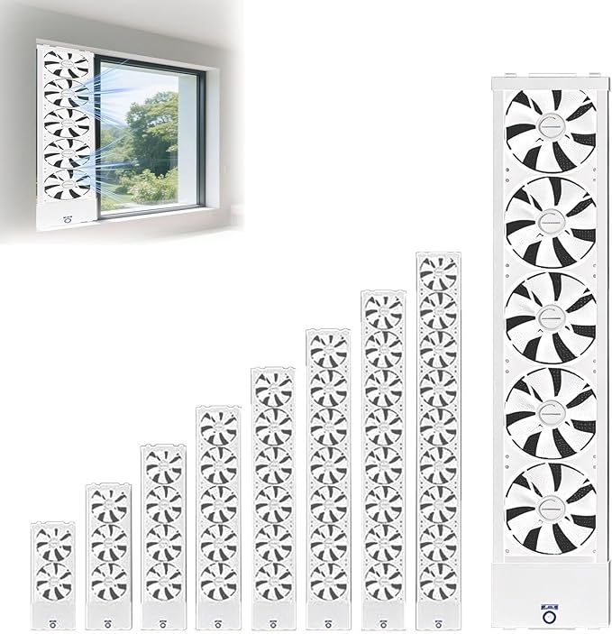 13-53" Vertical Expanding Window Fan for Sliding Windows-Easy Tool-Free Installation, Adjustable Speed with Reversible Airflow, for Household kitchen Humid and Basements Spaces(White,23.6-25.6) by Unknown