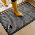 GORILLA GRIP 100% Waterproof All-Season WeatherMax Doormat 35x23, US Designed Natural Rubber, Stain and Fade Resistant, Low Profile Indoor Outdoor Door Mats, Easy Clean Patio Mat, Gray Diamond by GorillaGrip