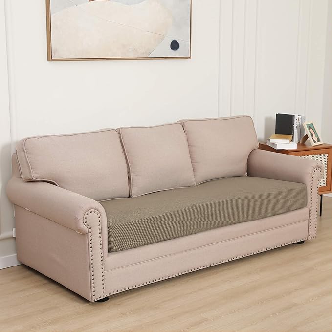 Easy-Going Stretch Cushion Cover Sofa Cushion Furniture Protector Sofa Seat Sofa slipcover Sofa Cover Soft Flexibility with Elastic Bottom(Oversized Sofa Cushion,Natural) - Image 2