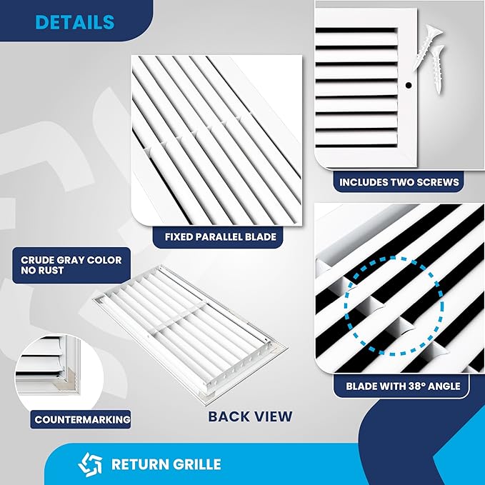 18x8 Inch (Duct Opening) Air Return Vent Cover Decorative – Premium Aluminum AC Vent Cover for Ceiling & Wall, Rustproof Grille, Ideal for Home HVAC Grille, Durable & Easy to Install by ACLAMINAIRE - Image 9