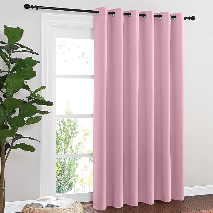 NICETOWN Blackout Sliding Door Curtains 84 Inch Length, Extra Wide Room Divider Grommet Energy Saving Thermal Insulated Curtain for Patio Door Window(W80 x L84, 1 Panel, Rouge Pink) by NICETOWN