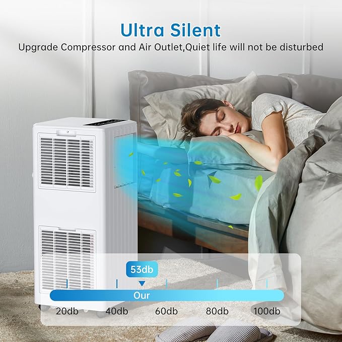 8000 BTUs Portable Air Conditioner with Efficient Cooling, Quiet Portable Cooling AC Up to 350 Sq.Ft. with Dehumidifier, Fan, Sleep Modes, 3-in-1 AC Unit with Remote Control & 24H Timer, White - Image 6
