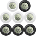 Weewooday 8 Pcs Mini Hygrometer Thermometer Round Digital Humidity Gauge Monitor Electronic Humidity Temperature Meter LCD Display Indoor Outdoor Hygrometer Thermometer for Home Kitchen (Black,White) by Weewooday