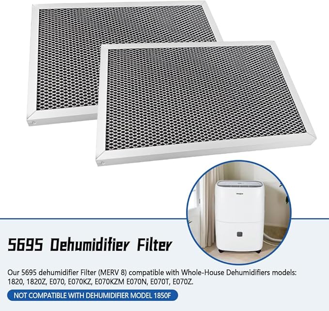 5695 Dehumidifier Filter 2PC 12x8x1 Fit for Aprilaire 1820 1820Z E070 E070KZ E070KZM E070N E070T E070Z Washable MERV 8 Replacement - Image 2