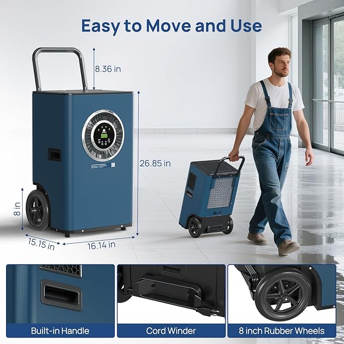 ARGENDON 170 Pints Commercial Home Dehumidifier with Pump for Basement up to 2100 sq.ft Drain Hose for Industrial Humidity Control, Water Damage Restoration, Basement, Garage, Whole House - Image 7