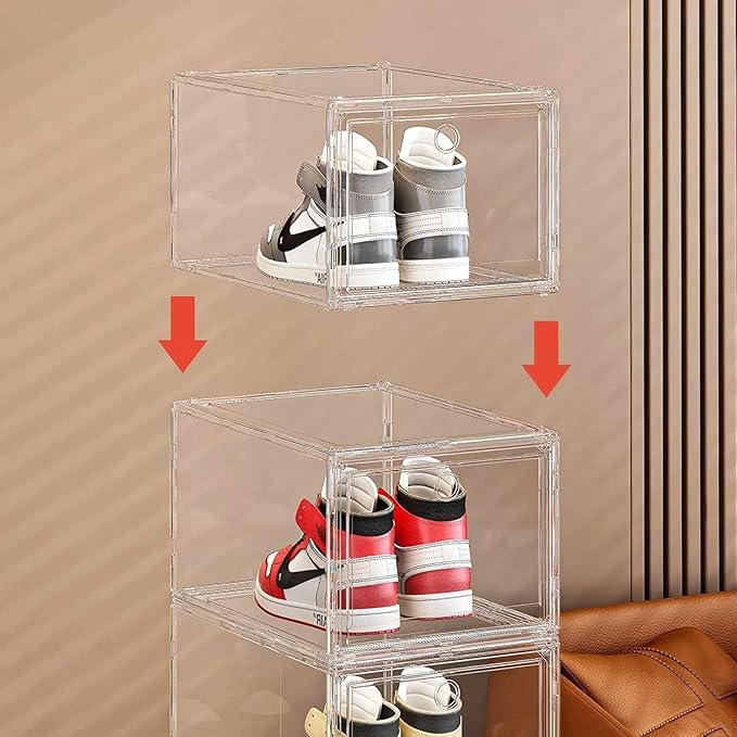 Extra Large Clear Acrylic Shoe Boxes with Magnetic Doors - Stackable Sneaker Display Case for Shoes Storage, Side Opening Dust Proof Organizer Containers for sneakers, Boots, Purses - Image 4
