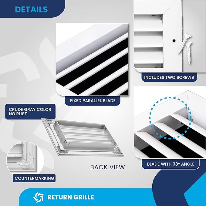 8x4 Inch (Duct Opening) Air Return Vent Cover Decorative – Premium Aluminum AC Vent Cover for Ceiling & Wall, Rustproof Grille, Ideal for Home HVAC Grille, Durable & Easy to Install by ACLAMINAIRE - Image 9