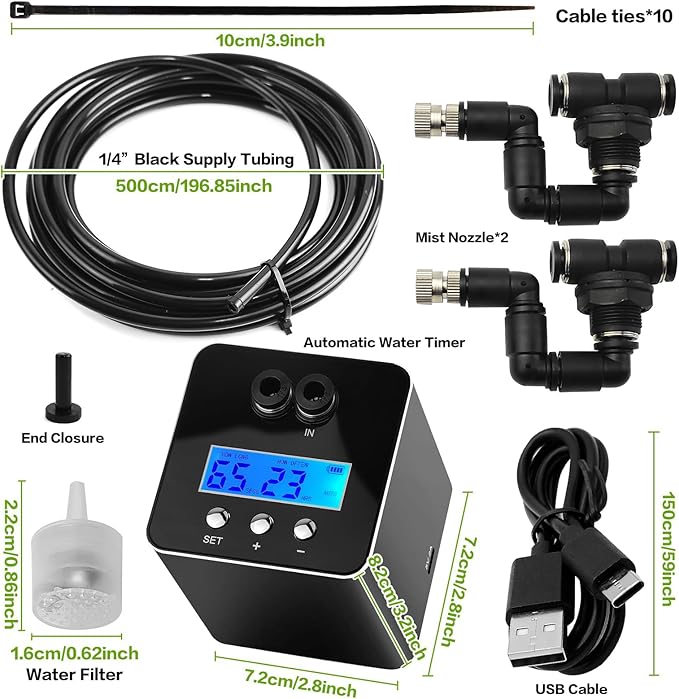Reptile Smart Mister, Reptile Humidifiers Misting System Automatic with Timer, Terrariums Humidifier with 360°Adjustable Misting Nozzles, Spray Kit for Rainforest Plants Amphibian - Image 7