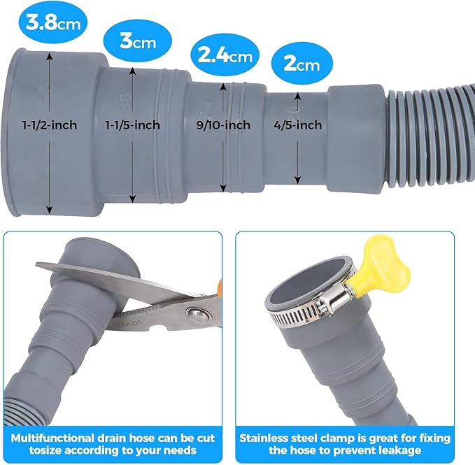 PinkCross Universal Washing Machine Drain Hose Extension, Flexible Washer & Dishwasher Hose, Portable Sink & Dehumidifier Pipe, Corrugated Plastic Hose with Clamp (16.4ft) - Image 4