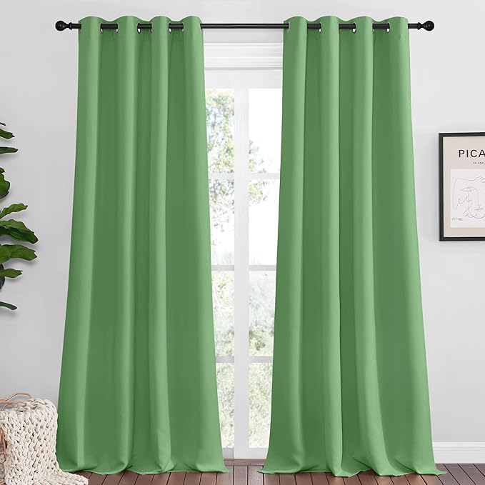 NICETOWN Froest Green Blackout Curtains 90 inches Length for Living Room, 2 Panels, 55" Wide, Thermal Insulated Long Drapes for Large Window by NICETOWN