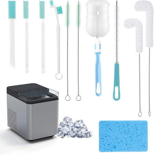 11Pcs Ice Maker Cleaner Brush Sets, Dry Ice Machine Cleaner Tools Accessories Kits with Nylon Crevice Cleaning Bristles Brush and Cleaning Scrub Sponge for Maintenance and Clean by Tyqour