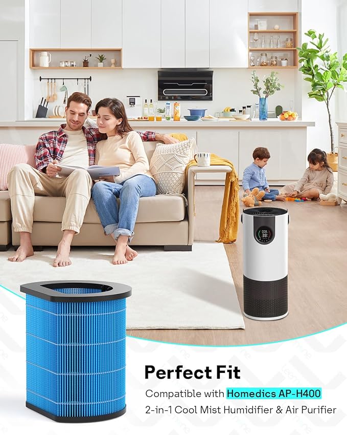 Leemone AP-H400 Replacement Filter Compatible with Homedics 2-in-1 Cool Mist Humidifier & Air Purifier, Wick Filter, Deliver Pure Water Humidification, Absorb Water Minerals,1 Pack - Image 2