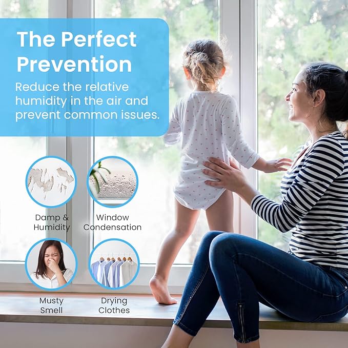 Pro Breeze Electric Mini Dehumidifier, 2200 Cubic Feet (250 sq ft), Compact and Portable for High Humidity in Home, Kitchen, Bedroom, Basement, Caravan, Office, Garage - Image 3